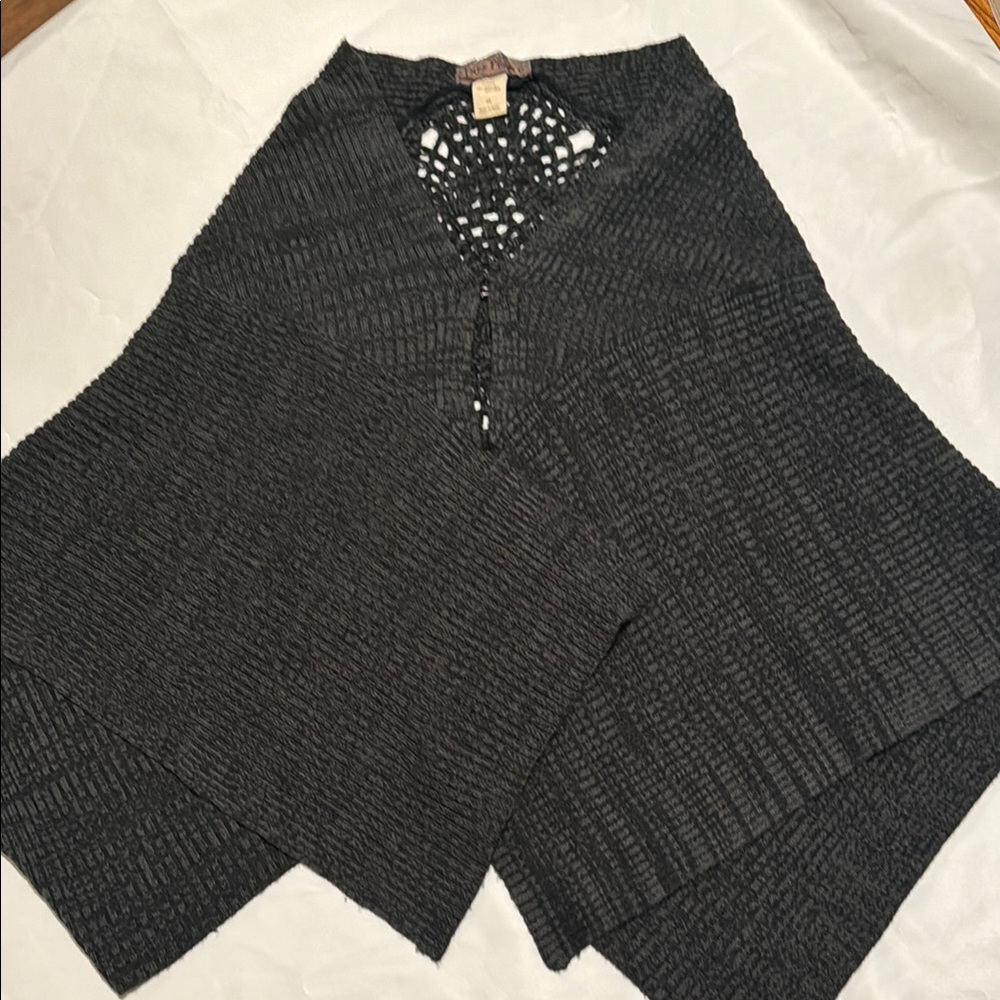 Free People Black Nordic Knit Poncho Sweater